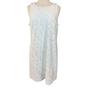Lilly Pulitzer Marquette Lined White Floral Lace A-Line Sleeveless Dress XL